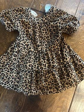 Crewcuts Leopard Print Tiered Dress in Brown and Black